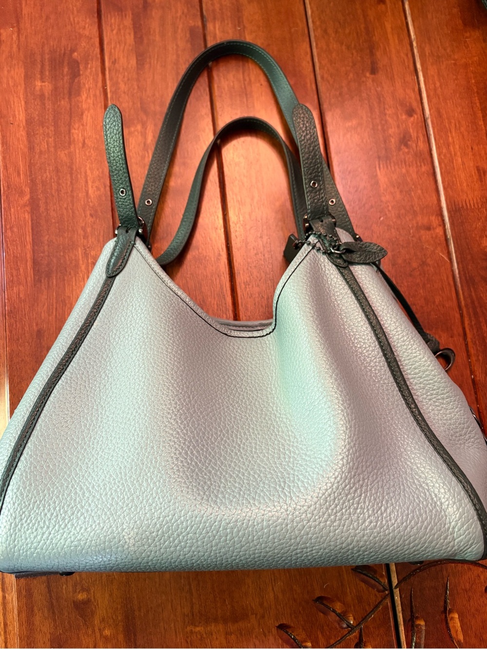 Coach Women's Pebbled Leather Tote Bag in Light Blue